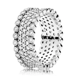 Pandora S925 Pave CZ Thick Lavish Sparkling Ring 196313CZ-56 - Size 7.5 - Picture 1 of 1
