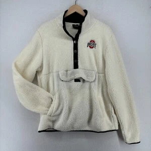 OHIO STATE BUCKEYES Jacket Womens L Buckeyes Fleece 1/2 Snap Pullover Ivory - Picture 1 of 17
