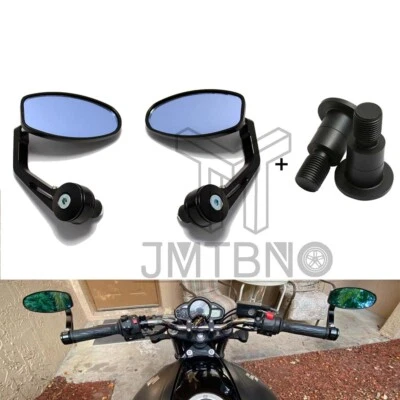 Espejos retrovisores laterales de extremo de manillar de motocicleta de 7/8" con tapa de extremos de agarre de enchufe para Yamaha Foto 1 de 4