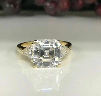 2.50 Ct Asscher-Cut Diamond Ring Yellow Silver Lab Created Christmas Day Gift - Image 1 of 4