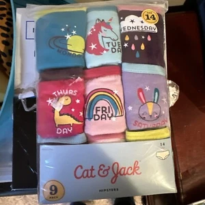 Cat and Jack Girls Size 14- Hipster Underwear 9 pack (100% cotton) - Picture 1 of 2