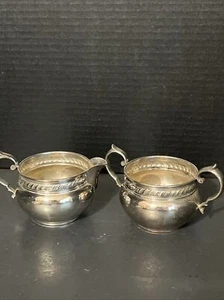 Gorham Electroplated, Creamer And Open Two Handle Sugar Bowl Set YC2051 - Picture 1 of 11
