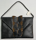 Cristina Sabatini Black leather Top Handel Handbag Butterflies Beautiful