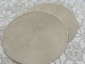 Round Woven Table Place Mats Large Placemats Dining Tableware Washable Tan - Picture 1 of 3