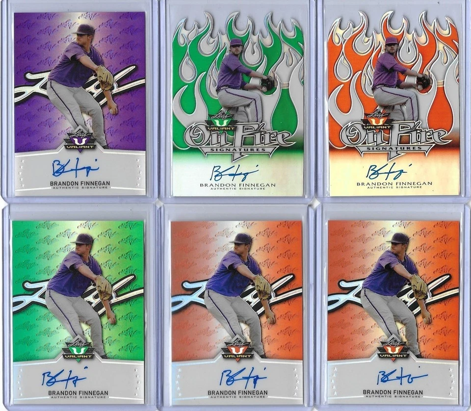 2014 Leaf Valiant On Fire Brandon Finnegan Green Prismatic Auto RC Reds - Image 1 of 1