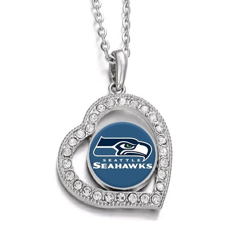 Seattle Seahawks Womens 925 Sterling Silver Link Chain Heart Necklace D19 Cover