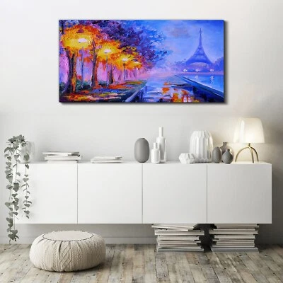Canvas Wandbild Leinwand Bilder 120x60 Gemälde des Eiffelturms Frankreich - Bild 1 von 4