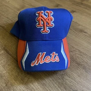 Vintage New York Mets Mütze Kappe Riemen hinten blau orange weiß Logo Zwillinge Ent Baseball - Bild 1 von 8