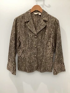 J Jill Tapestry Peplum Taupe / Black Lightweight Suit Jacket  Size 10 Women’s - Picture 1 of 8