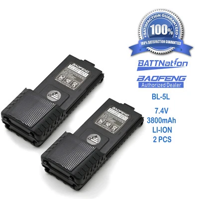 2 x 7.4V 3800mAh литий-ионный расширенный аккумулятор для Baofeng BL-5L, BF-F8HP, UV-5R-L - Изображение 1 из 4
