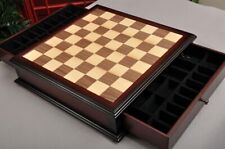 Walnut and Maple Classical Tiroir Chess Board with Storage Drawers - 2.25"