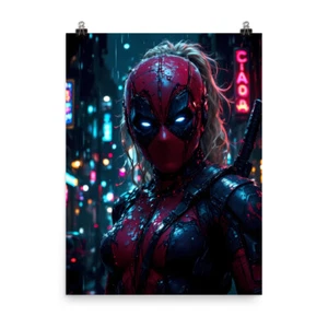 Lady Deadpool Marvel MCU Wall Art Poster Print High Quality Night City Decor - Picture 1 of 5