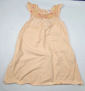 Gymboree Social Butterfly Line Orange Gingham Smocked Cotton Dress Girls Size 9 - Picture 1 of 9