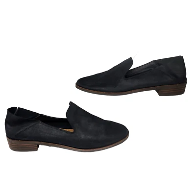 Zapatos Lucky Brand para mujer 8 negros mocasines de tacón bajo sin cordones de cuero bohemio Foto 1 de 4