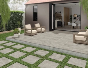 55 m² Feinstein-Terrassenplatten Grau 60x60 cm Keramik Terrassenfliesen Terrasse - Bild 1 von 2