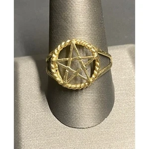 MEN'S YELLOW GOLD PENTAGRAM STAR RING SIZE 10.5 SKY - Picture 1 of 7