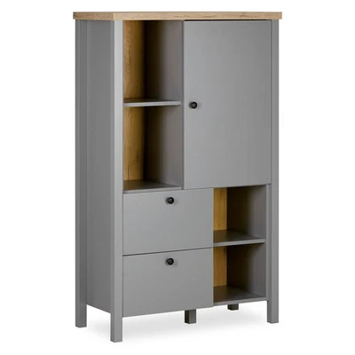 Highboard Massiv Grau Sideboard Kommode Anrichte Schrank Wohnzimmer Homestyle4u - Bild 1 von 4