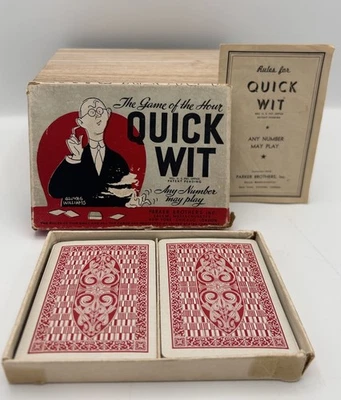 Parker Brothers Quick Wit Vintage Card Game. 1938 - Image 1 of 4