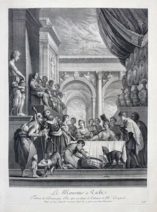 Domenico Feti Rich Man Lazarus Gospel Luke Copper Engraving 1729 - Picture 1 of 1
