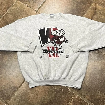 Vintage 90s Wisconsin Badgers College Crewneck Sweatshirt Men’s XL VTG - Image 1 of 4