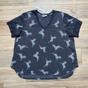 Jane and Delancey Women's Zebra Print Short Sleeve V-Neck Top Size 2X Gray - Picture 1 of 10
