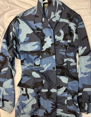 Azul Camuflaje Para Hombres Estilo BDU Mezcla Algodón/Poliéster XL Manga Larga 4 Bolsillos Botones Foto 1 de 4