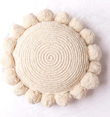 Banilla 12” Round Boho Throw Pillow Cover | 12 x 12 (Pack of 1), Off-white  - Image 1 of 4