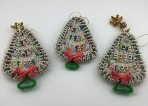 Vintage Handmade Christmas Tree Ornaments Lace Beads Bow FWT251015/GCB1 - Picture 1 of 5