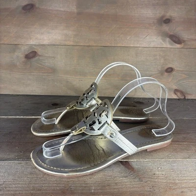Tory Burch Miller Mujer Talla 8.5 Zapatos Oro Chanclas Tanga Sandalias Confort Foto 1 de 4