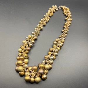 Vintage Mid Century Faux Perle goldfarbene Perlen Kugel Cluster Halskette 18 Zoll - Bild 1 von 5
