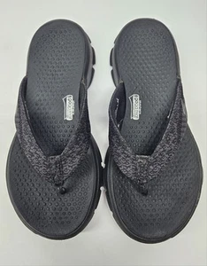 SKECHERS Go Walk 3 Pizazz Flip Flop Womens Size 7 Black Gray Slip On Sandals - Picture 1 of 7
