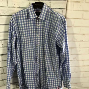 Joseph Turner Shirt Blue Check Cotton Mens Size Large - Picture 1 of 4