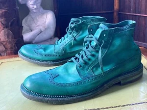 Men’s 8.5 D Cole Haan Green Wingtip Ankle Boots Dip dyed Leather - Imagen 1 de 8