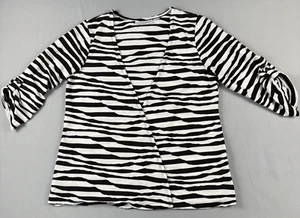 Top Sag Harbor para mujer XL negro blanco a rayas elástico lengüeta enrollable manga frente abierto - Imagen 1 de 9
