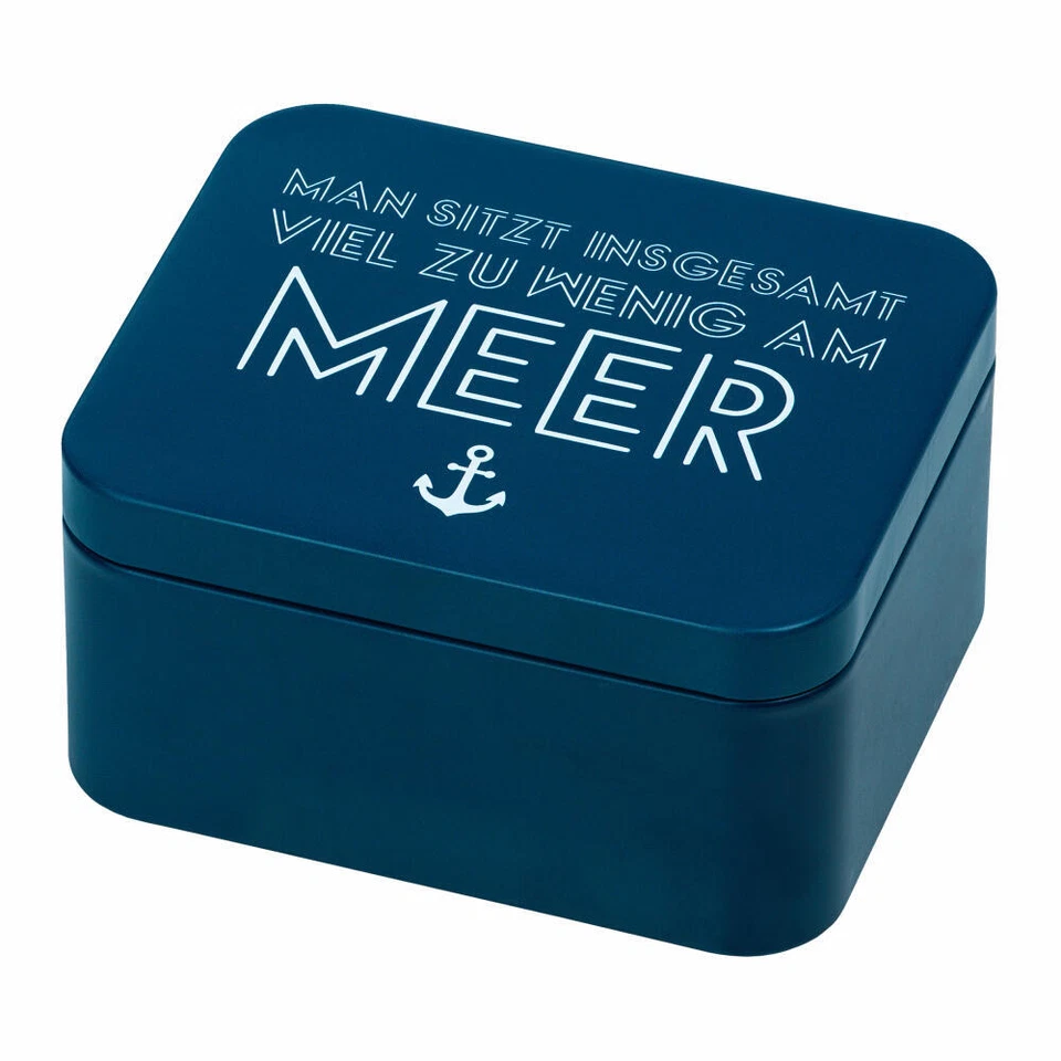 Birkmann Geschenkbox Am Meer Blechdose Geschenkdose Weißblech blau 12x10x6cm