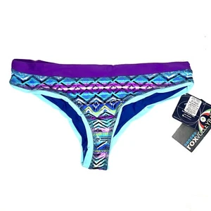 ROXVOLLEYBALL Carvico Reversible Aztec/Solid Beach Volleyball Cheeky Bottoms LG - Picture 1 of 7
