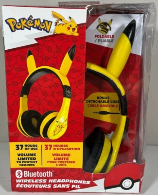 eKids - Pokemon Pikachu Bluetooth Headphones - Yellow - NEW - Damaged Box - Image 1 of 4