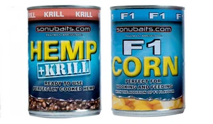 Sonubaits Tin Krill Hemp or F1 Corn 400g Carp Tench Bream Fishing Hook Bait
