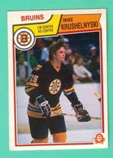 (1) MIKE KRUSHELNYSKI 1983-84 O-PEE-CHEE # 52 BRUINS ROOKIE NM CARD (G9410)