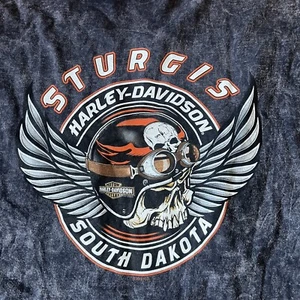 New 2017 Sturgis South Dakota Harley Davidson Skull Helmet Large T Shirt - Picture 1 of 8