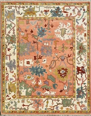 Orange Turkish Oushak Cotemporary Hand-Knotted wool Rug to decor living room rug - Image 1 of 4