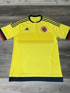 2015 Adidas Climacool Yellow Columbia National Soccer Team Button Jersey Size L - Picture 1 of 9