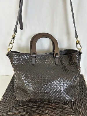 Bandolera A. Testoni Grande Cuero Mango Madera Marrón Para Mujer Foto 1 de 4