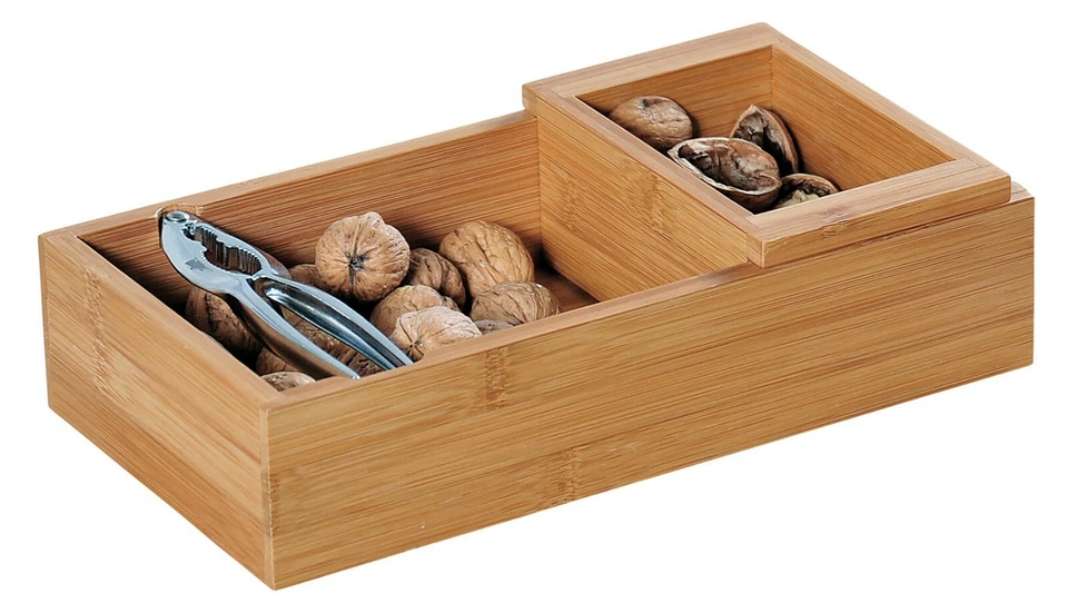 Kesper Nussschale mit Nussknacker 17 cm Höhe 8 cm Bambus Knabberschale 62822