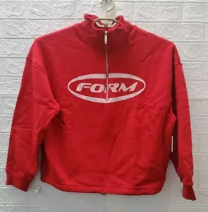 New FORM Quarter Zip Front Logo Sweatshirt Red Size Medium - Picture 1 of 6