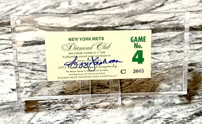 REGGIE JACKSON SIGNED 1973 WORLD SERIES WILLIE MAYS LAST SEASON TICKET PASS (PSA - Image 1 of 4