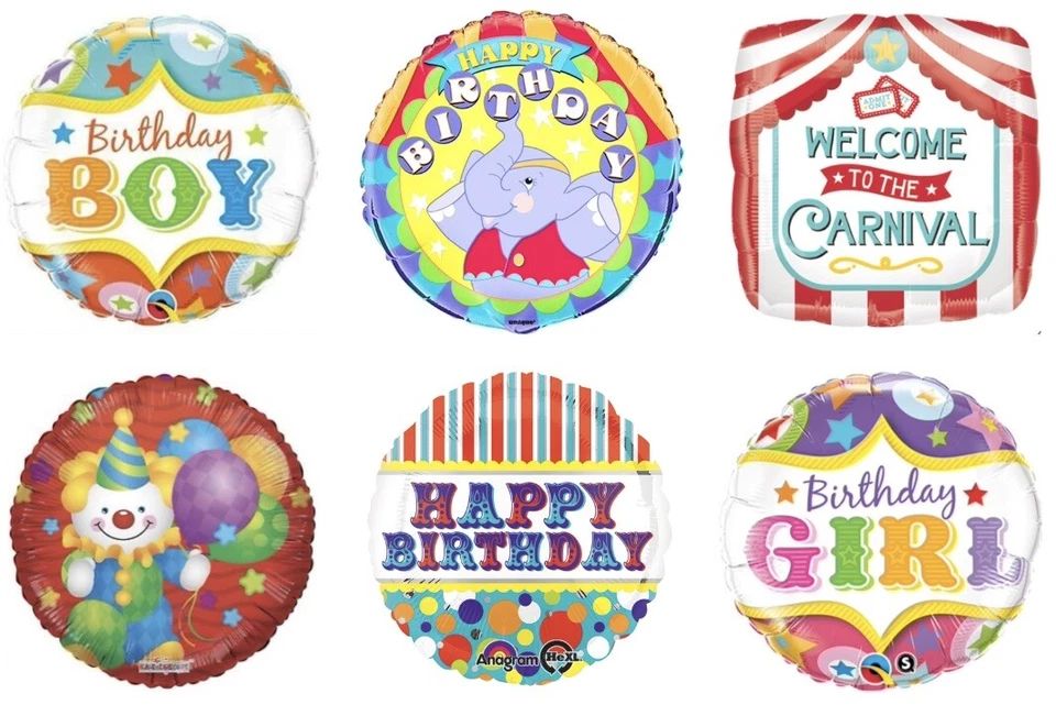 Фольгированные воздушные шары для вечеринок с днем рождения 18 дюймов цирк карнавал зоопарк клоун джунгли сафари - Изображение 1 из 1