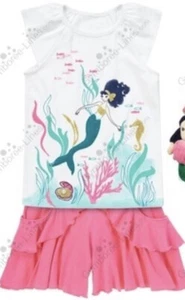 NWT Girls 4 Gymboree “MERMAID PARTY” Cotton Pink CULOTTES Skort & TOP 2pc Set - Picture 1 of 1