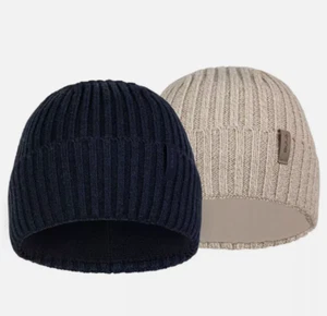 BULA Merino Unisex Wollmischung - dunkelblau/hellbraun Fleece Band Beanie (2er Pack) - Bild 1 von 8