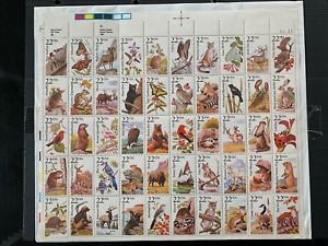 UNITED STATES 1987 NORTH AMERICAN WILDLIFE 50v COMPLETE SHEET MNH MINT